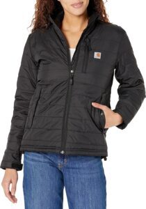 chaqueta cortavientos carhartt de mujer en color negro