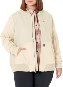 chaqueta cortavientos carhartt de mujer en color crema