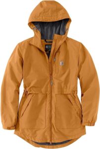 chaqueta cortavientos carhartt de mujer en color mostaza