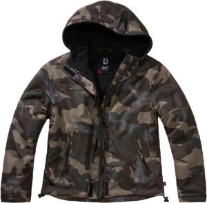 chaqueta cortavientos de camuflaje de mujer brandit