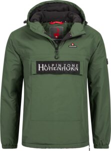 chaqueta cortavientos de montaña verde para hombre