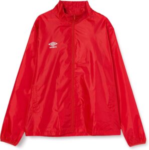 chaqueta cortavientos fluorescente roja de hombre