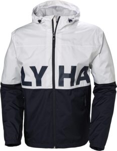 chaqueta cortavientos helly hansen de hombre en blanco y negro