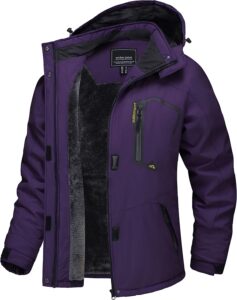 chaqueta cortavientos morada de mujer para esquí