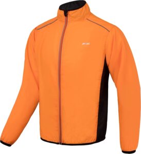 chaqueta cortavientos naranja para hombre de ciclismo