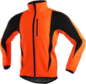 chaqueta cortavientos naranja de hombre ciclismo