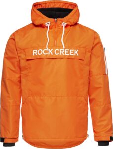 chaqueta cortavientos naranja de hombre rock creek