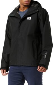 chaqueta cortavientos negra de hombre helly hansen