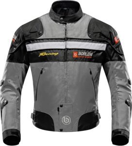 chaqueta cortavientos para moto borleni gris