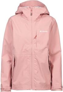 chaqueta cortavientos rosa columbia de mujer