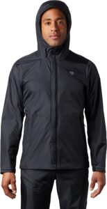 chaqueta cortavientos de trekking mountain hardwear negra para hombre