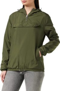 chaqueta cortavientos verde de mujer