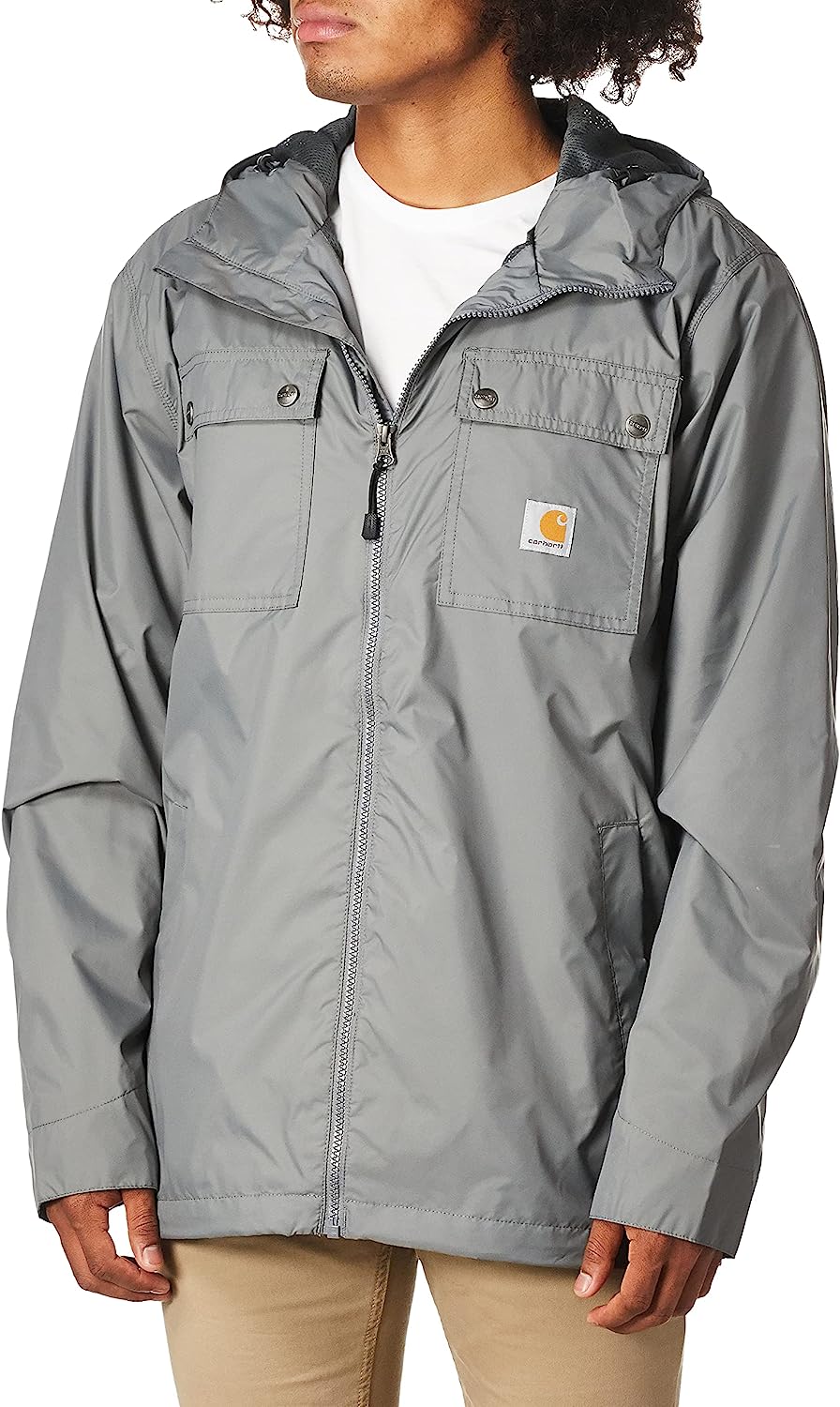 chaqueta cortavientos carhartt de hombre en color gris claro