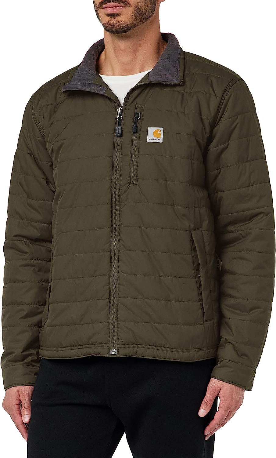 chaqueta cortavientos carhartt para hombre en color verde oscuro