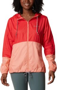 chaqueta cortavientos columbia de mujer en tonos naranja