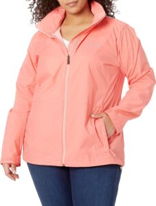 chaqueta cortavientos columbia de mujer en color rosa