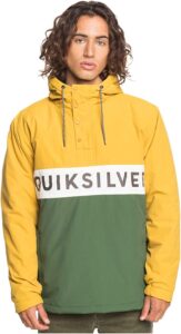 chaqueta cortavientos quiksilver de hombre amarilla y verde