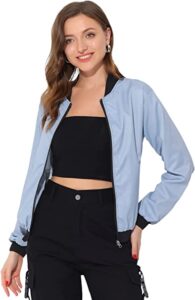 chaqueta de cortavientos casual de mujer en color azul claro