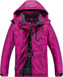 chaqueta cortavientos de esquí para mujer con estampados en fucsia