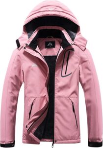 chaqueta cortavientos de esquí para mujer rosa