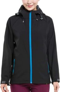 chaqueta cortavientos de trekking para mujer con cremallera azul