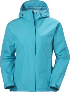 chaqueta cortavientos de trekking en color azul para mujer