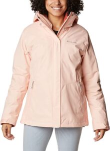 chaqueta cortavientos fleece de mujer en color rosa palido