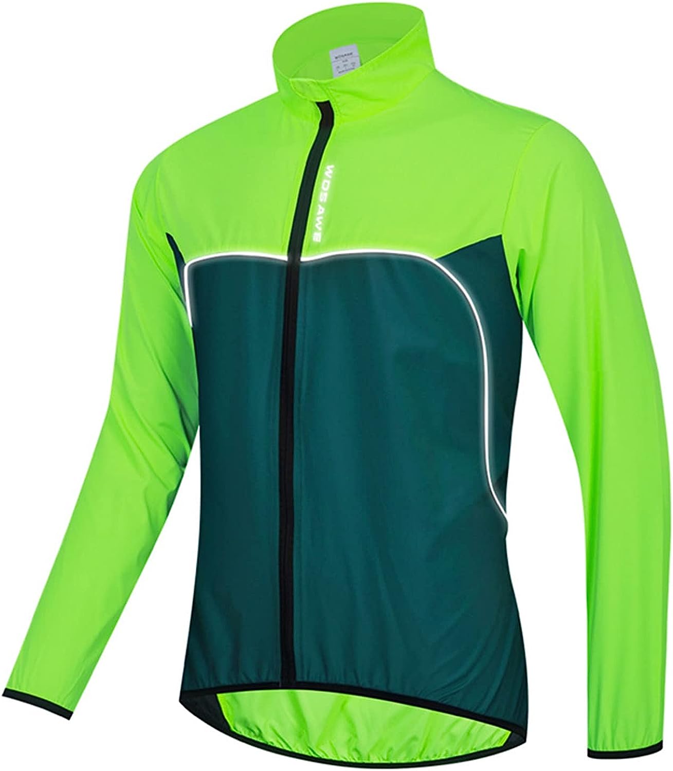 chaqueta cortavientos de ciclismo para hombre en verde fosforito