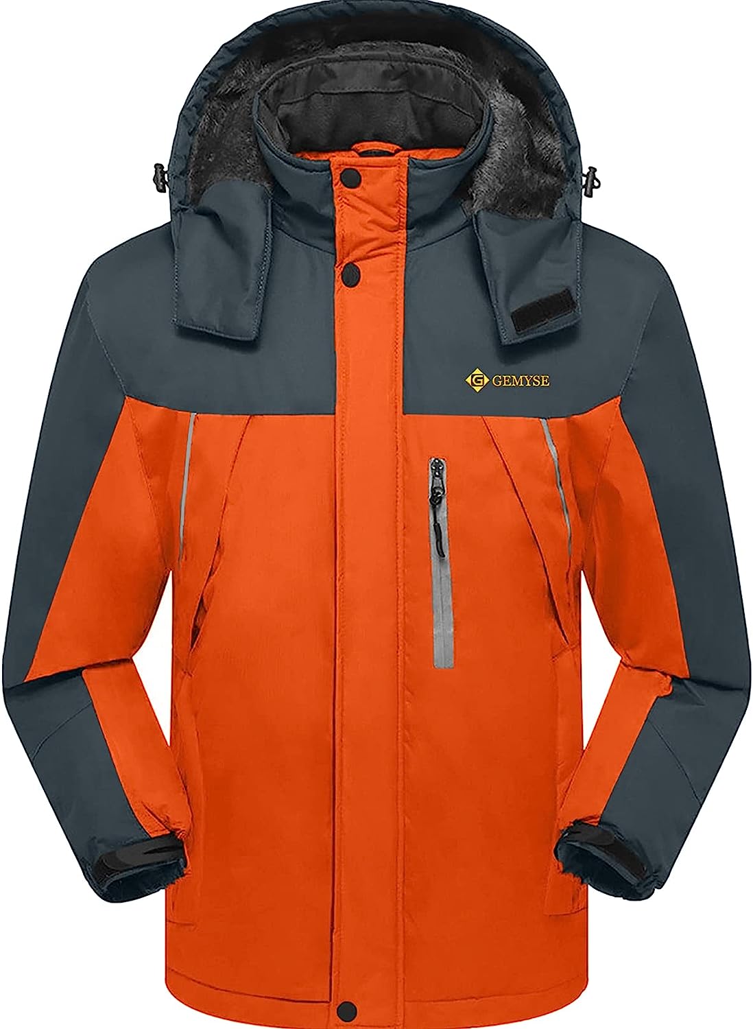 chaqueta cortavientos de esquí para hombre en naranja