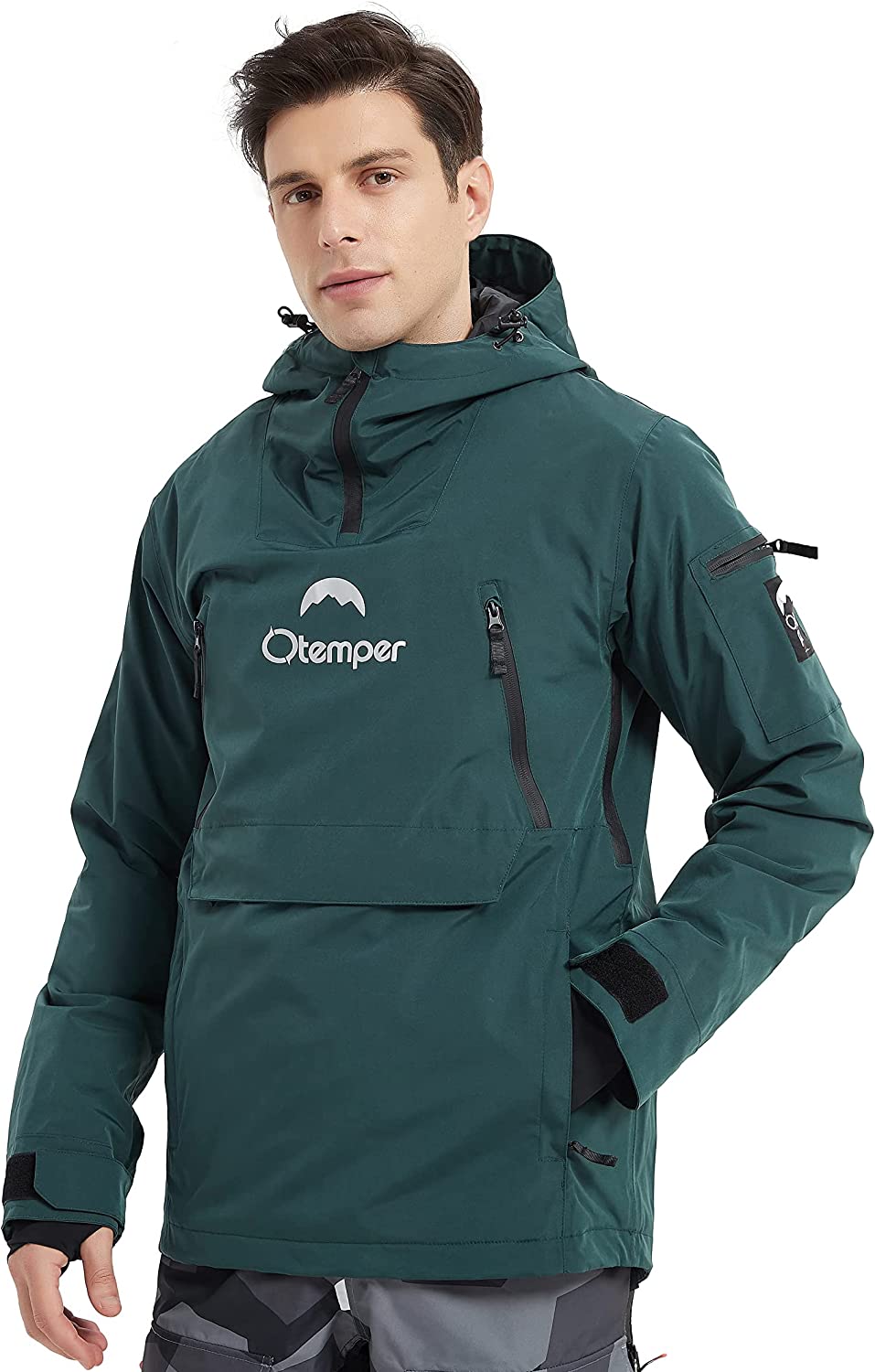 chaqueta cortavientos de esquí para hombre en verde