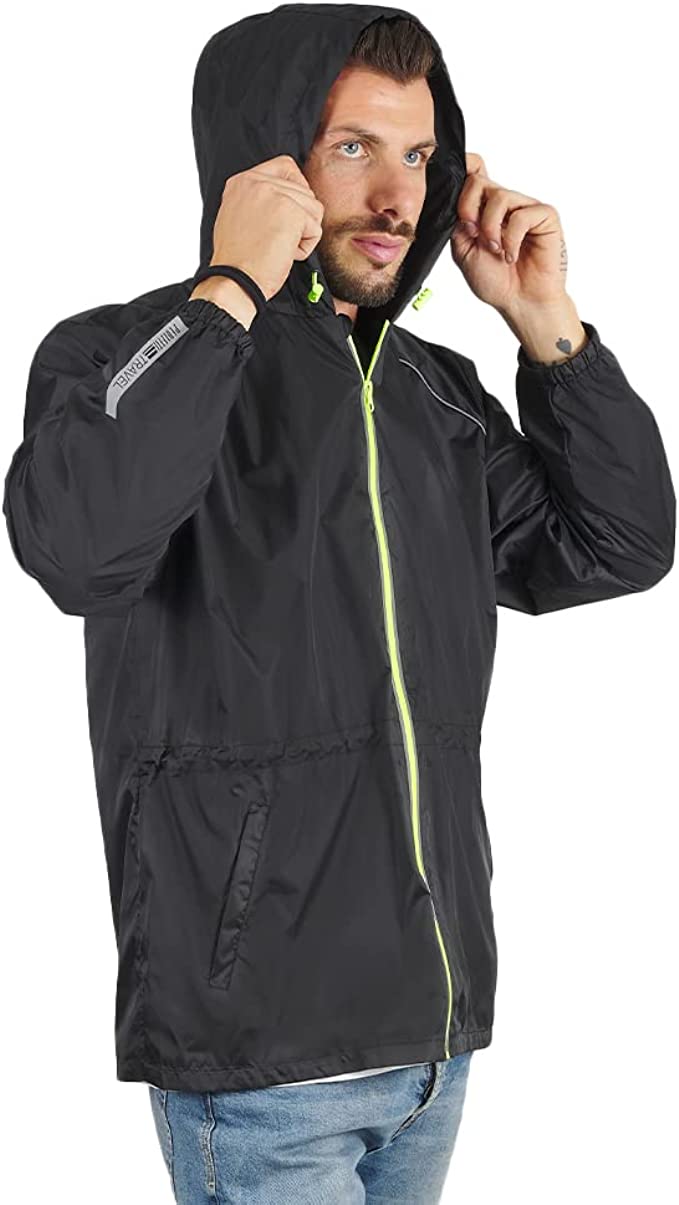 chaqueta cortavientos de trekking para hombre con capucha