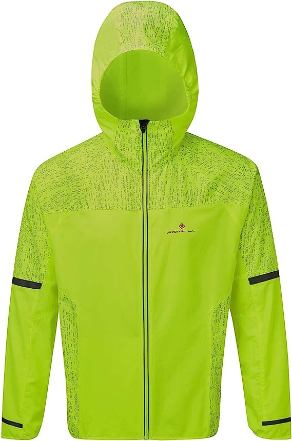 chaqueta cortavientos para correr verde fluor