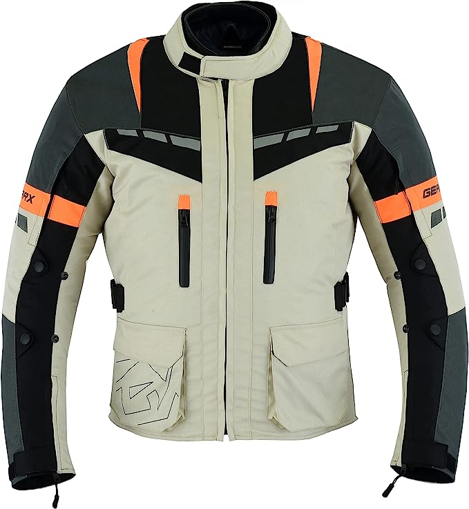 chaqueta cortavientos de moto para hombre en beis barata