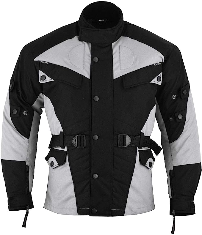 chaqueta cortavientos de moto para hombre en gris y negro barata