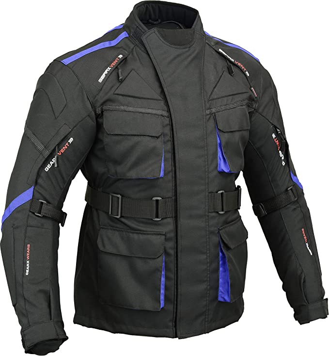 chaqueta cortavientos de moto para hombre en negro y morado